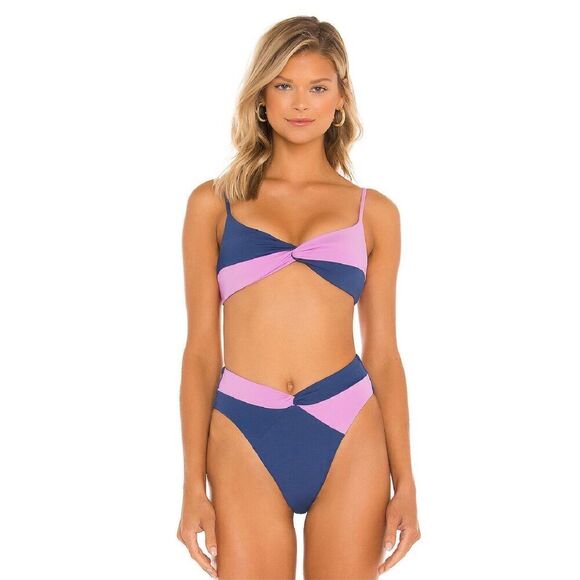 New. L*SPACE navy and lilac bikini set. XS. Retails $209 - Picture 2 of 6